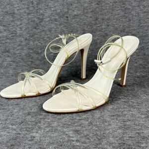 Schutz Amelia Translucent Pearl Heel Sandals Women’s 7.5 Ivory Strappy Clear